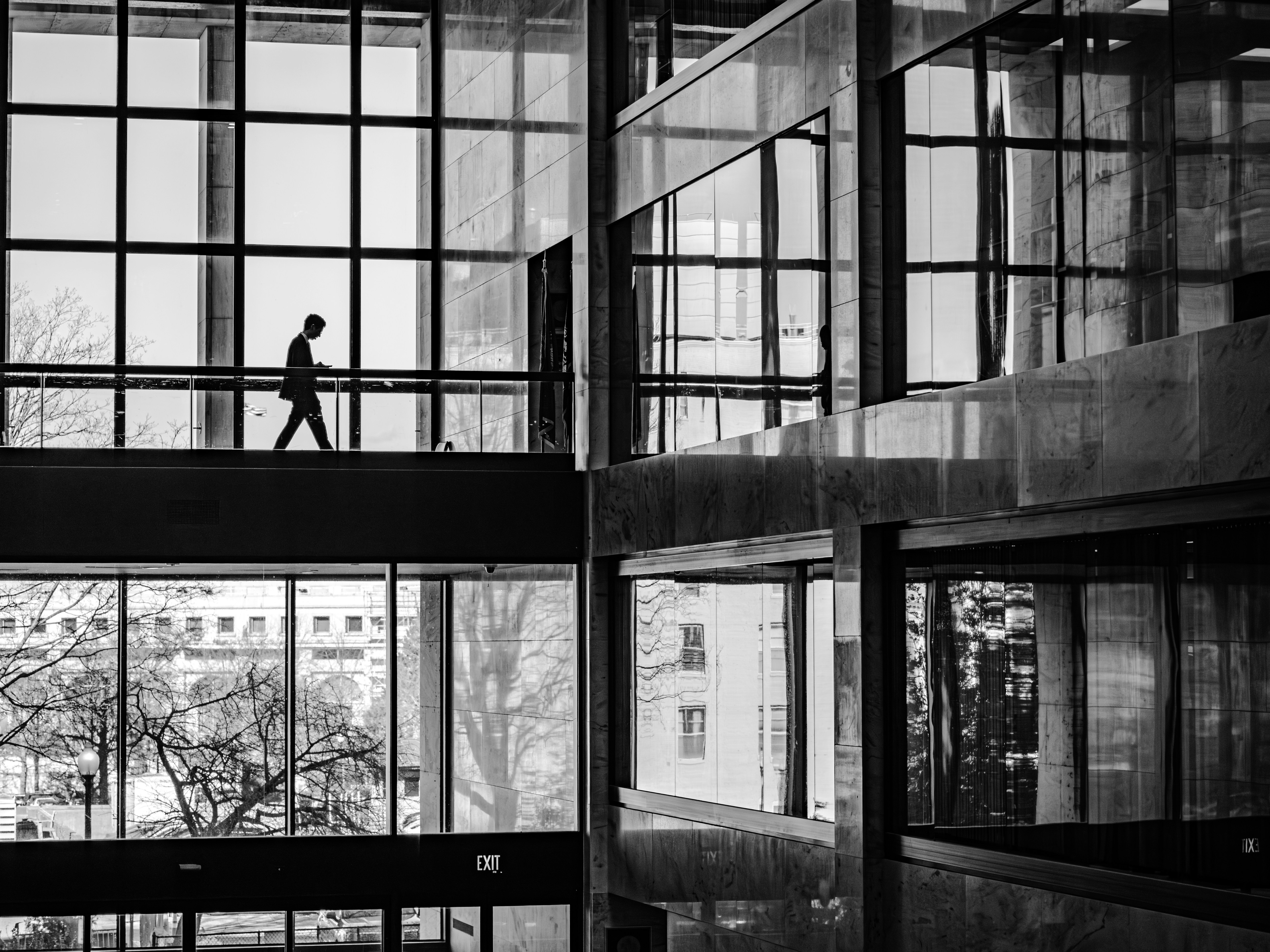 Fig 5B · Empty corporate atrium, vacant interior architecture